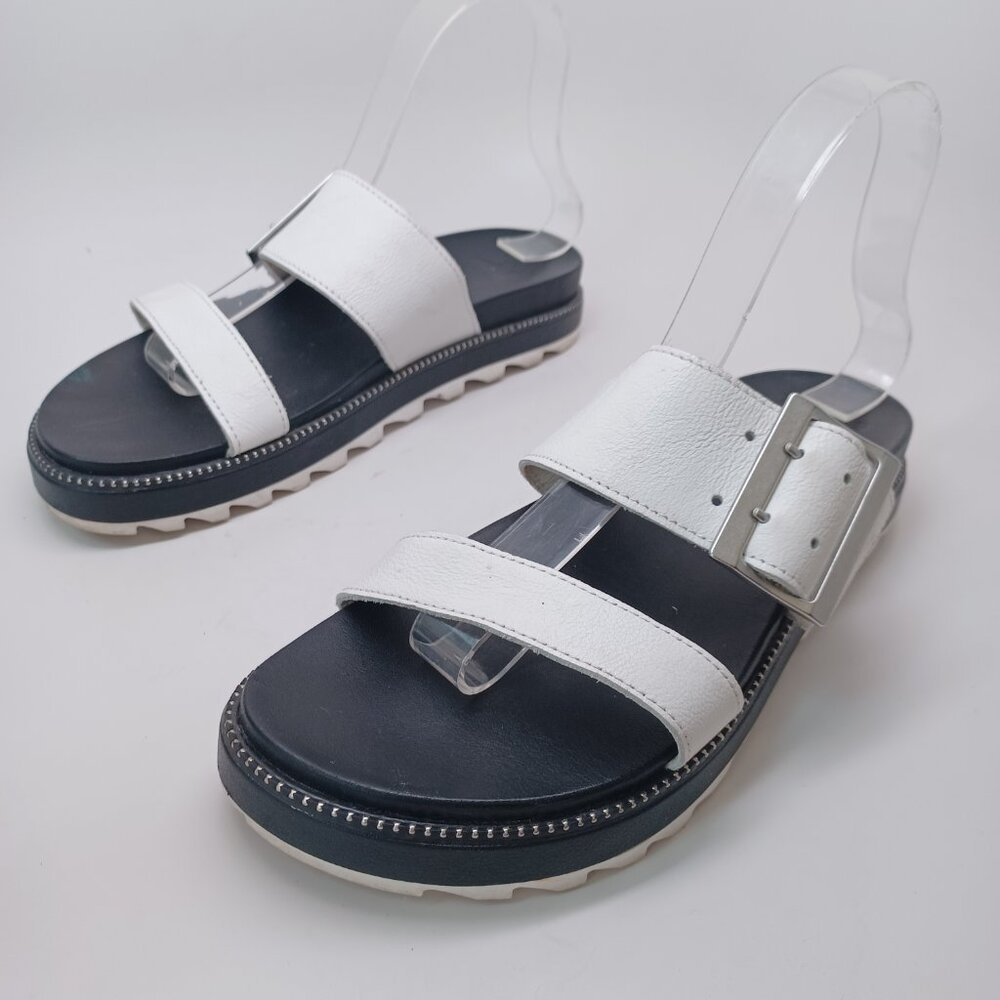 Sorel‎ Womens Sandals Roaming Two Strap Slip On Slide Wedge White Black Size 9.5 - Picture 7 of 16